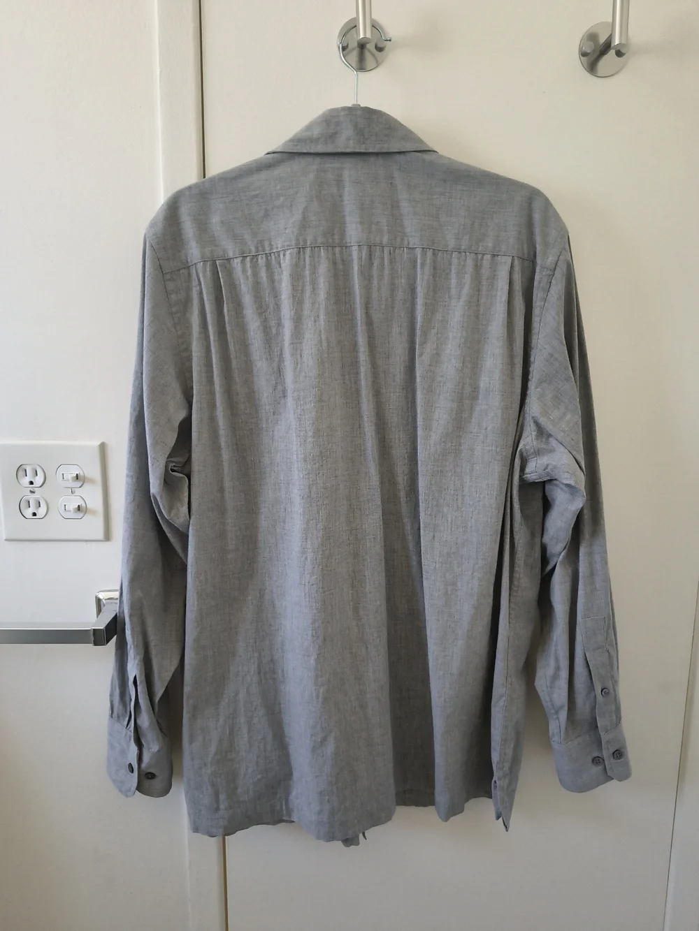 Banana Republic Classic Gray Button Down Shirt Men's L Cotton Wool Office Casual